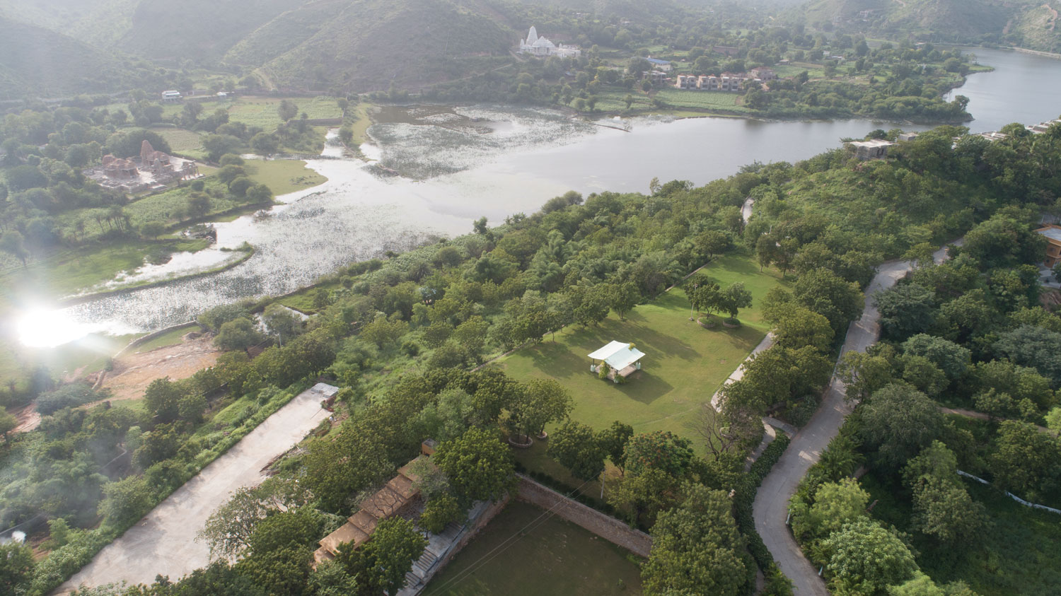 Aerial view of Yaan Wellness facility with lush surroundings